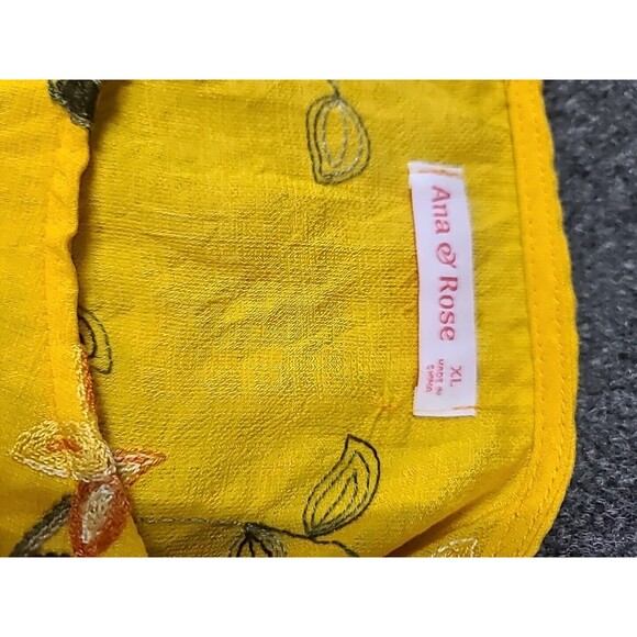 NWT Ana & Rose Women's Boho Blouse Plus XL Yellow Floral Embroidered Peasant - Picture 5 of 9